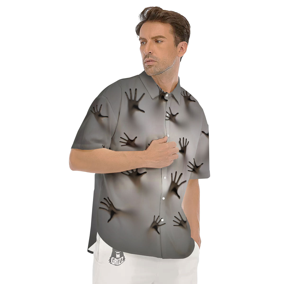 3D Scary Ghost Print Men's Short Sleeve Shirts-grizzshop