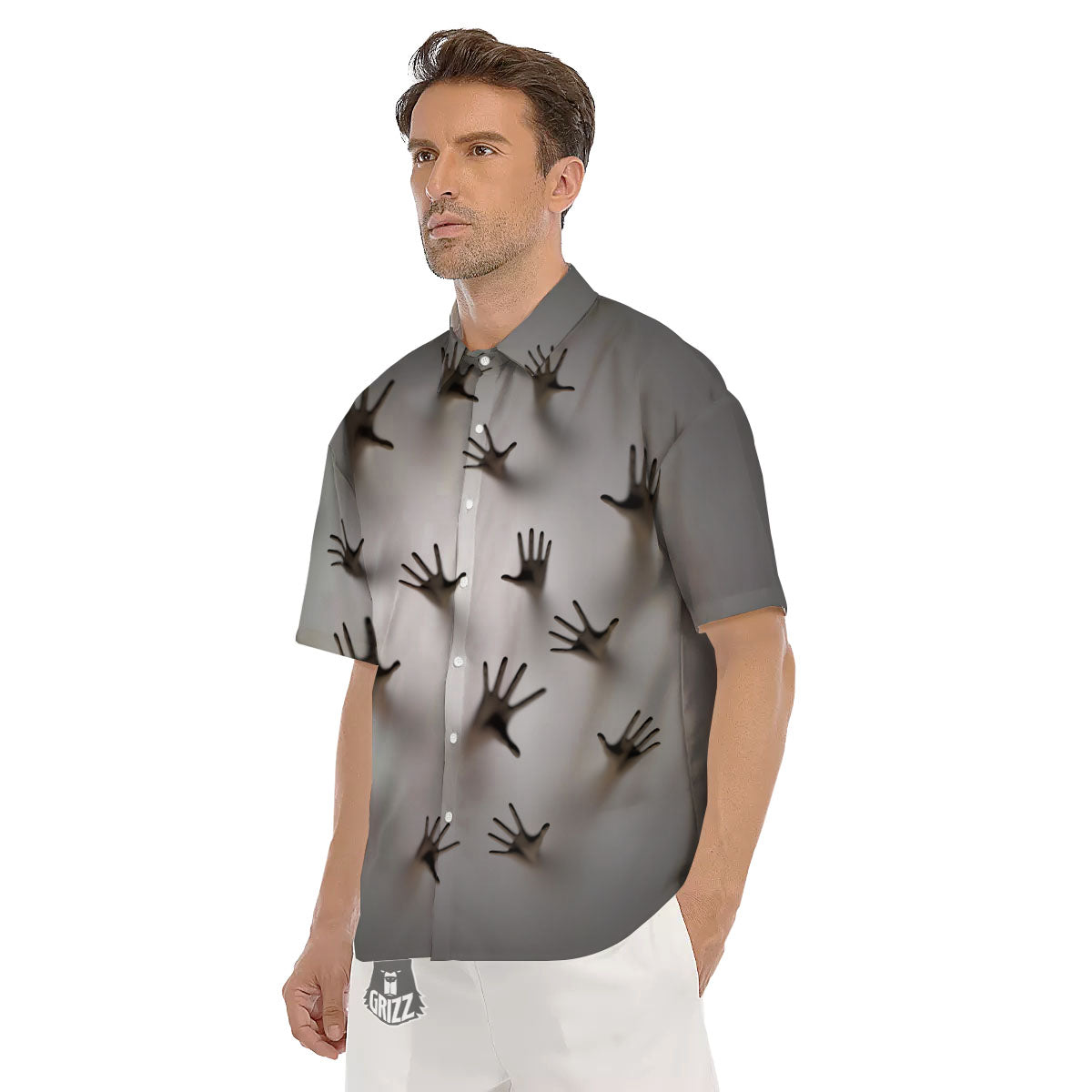 3D Scary Ghost Print Men's Short Sleeve Shirts-grizzshop