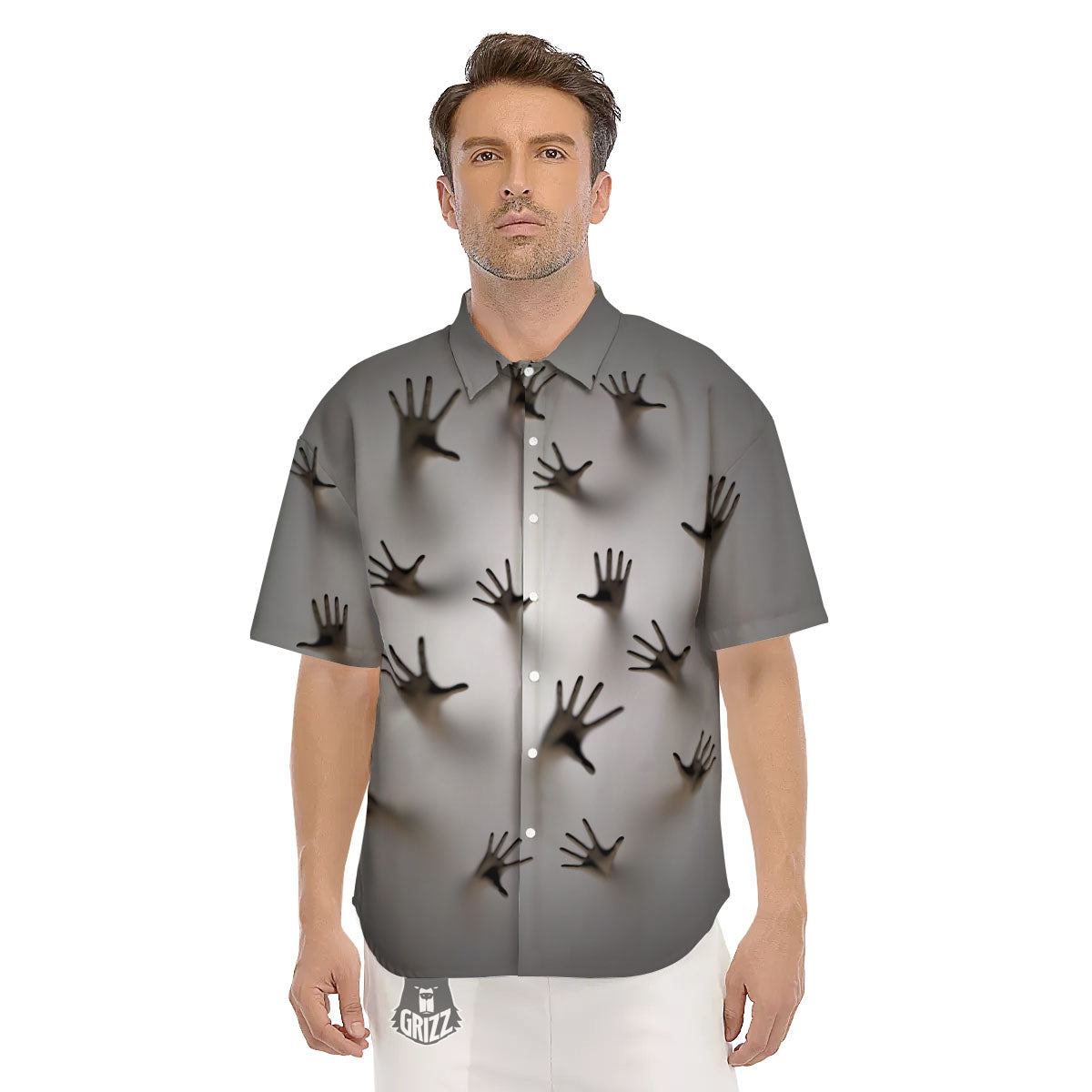3D Scary Ghost Print Men's Short Sleeve Shirts-grizzshop