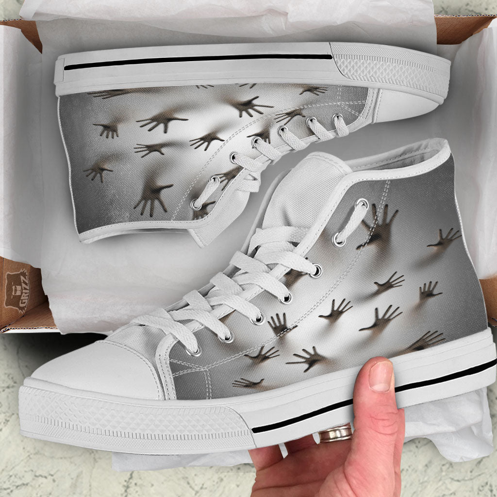3D Scary Ghost Print White High Top Shoes-grizzshop