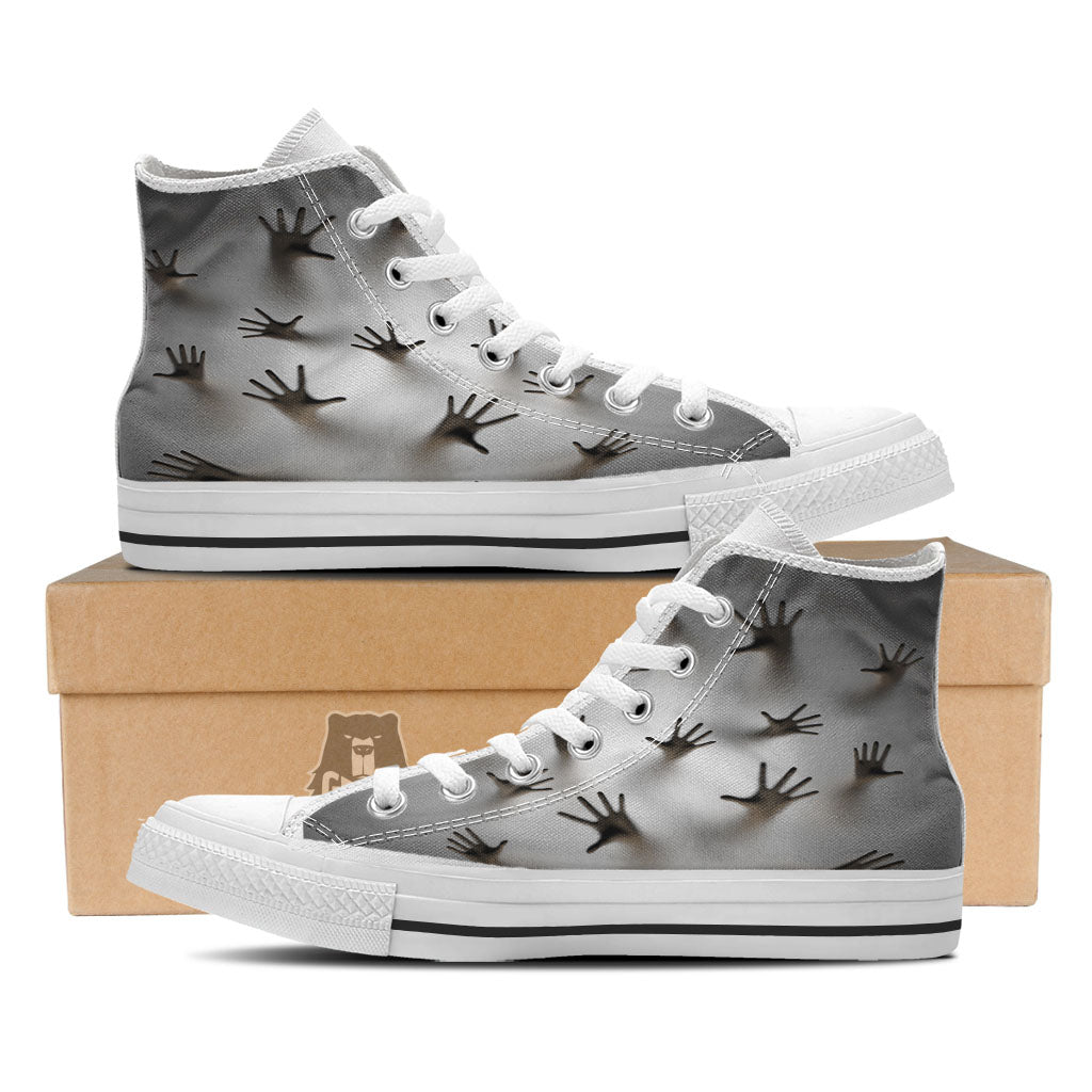 3D Scary Ghost Print White High Top Shoes-grizzshop