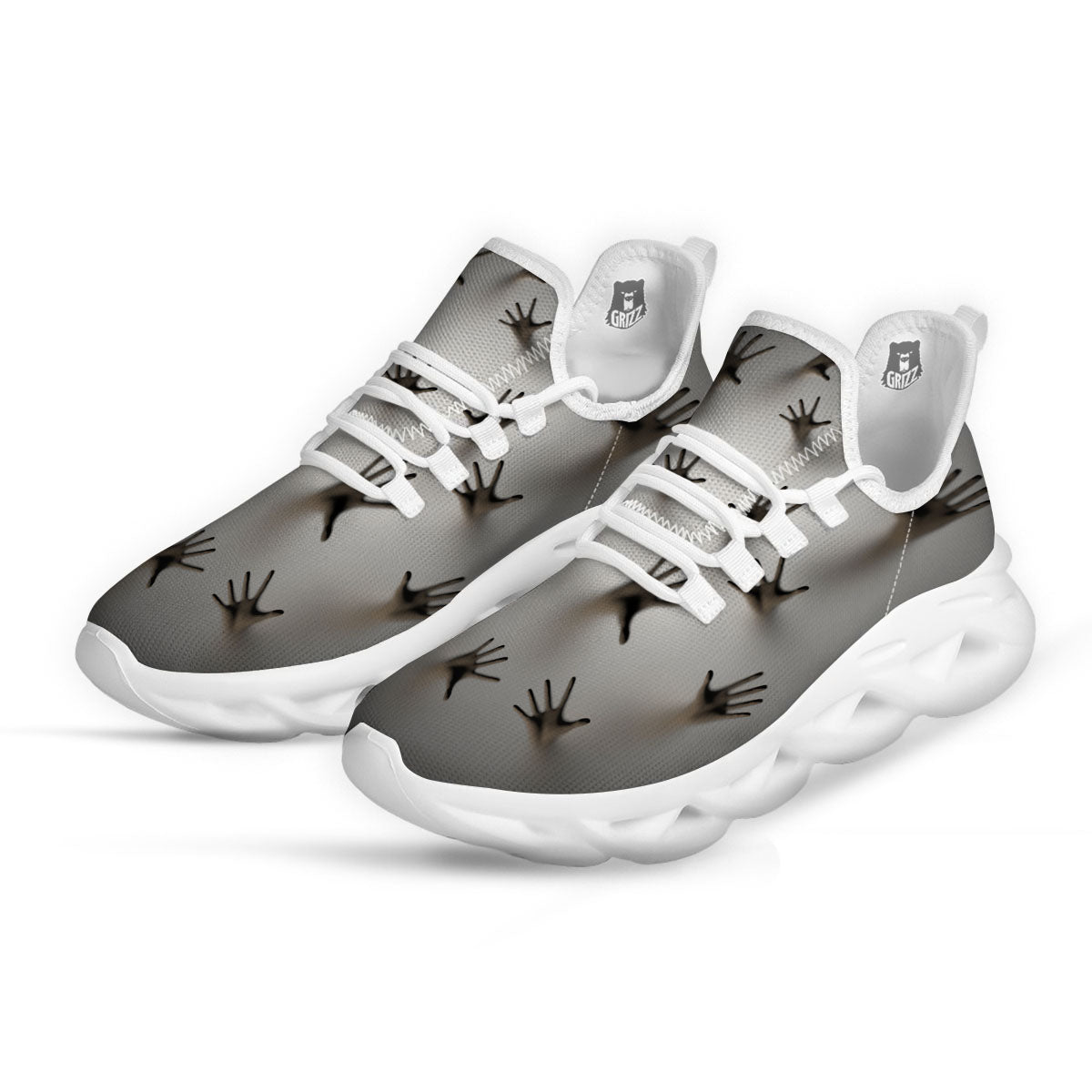 3D Scary Ghost Print White Running Shoes-grizzshop