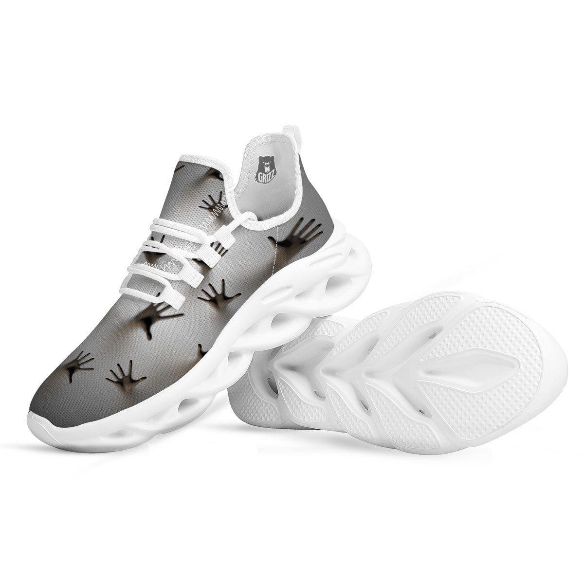 3D Scary Ghost Print White Running Shoes-grizzshop