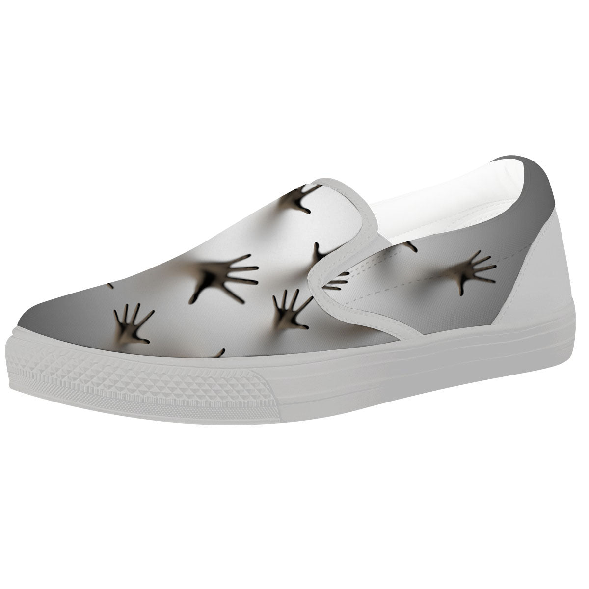3D Scary Ghost Print White Slip On Shoes-grizzshop
