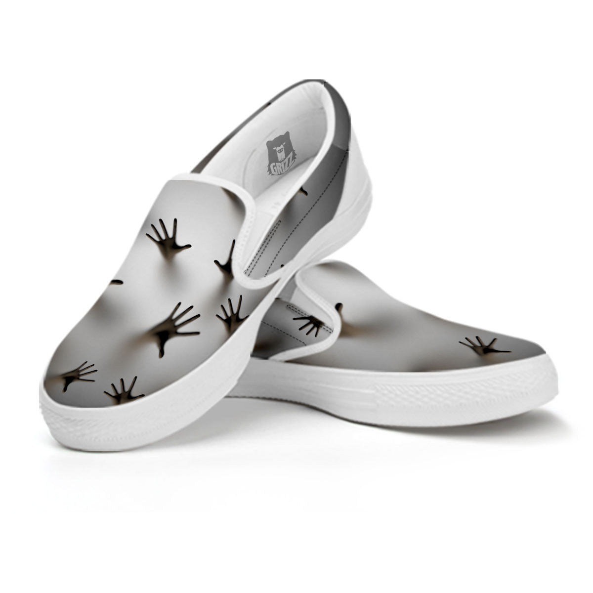 3D Scary Ghost Print White Slip On Shoes-grizzshop