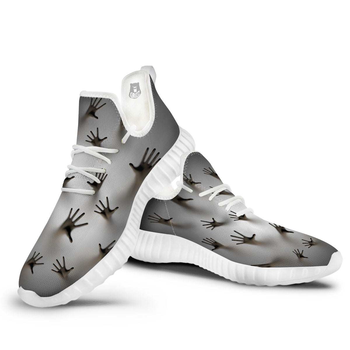 3D Scary Ghost Print White Walking Shoes-grizzshop
