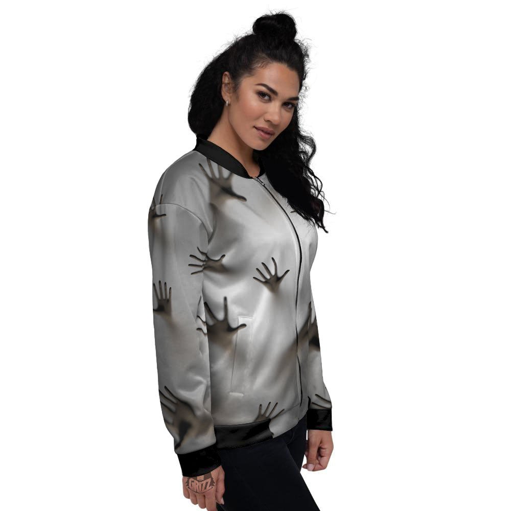 3D Scary Ghost Print Women's Bomber Jacket-grizzshop