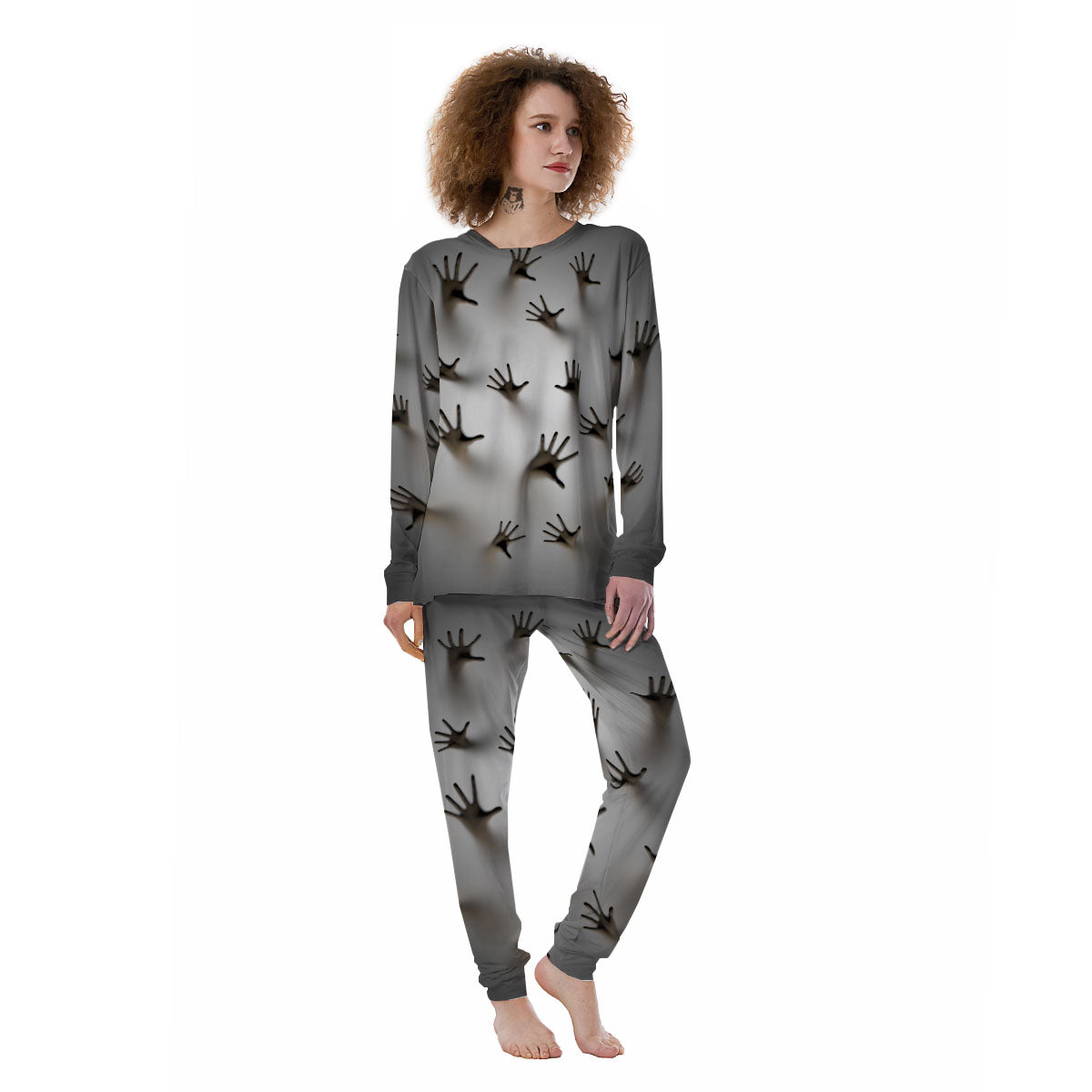 3D Scary Ghost Print Women's Pajamas-grizzshop