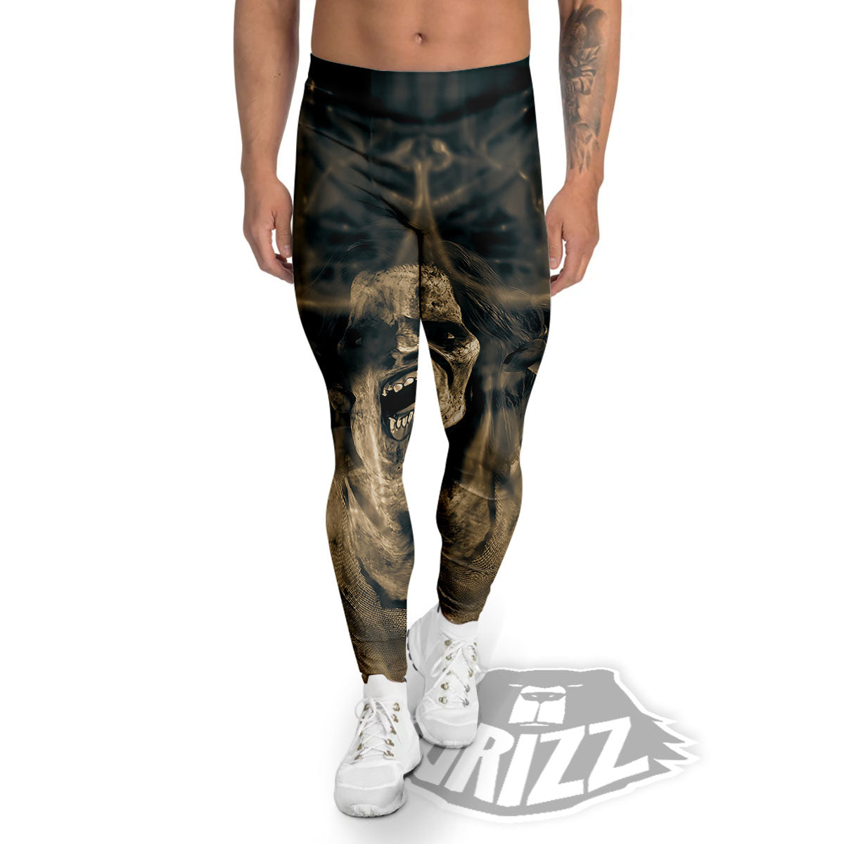 3D Screaming Ghost Horror Print Men's Leggings-grizzshop