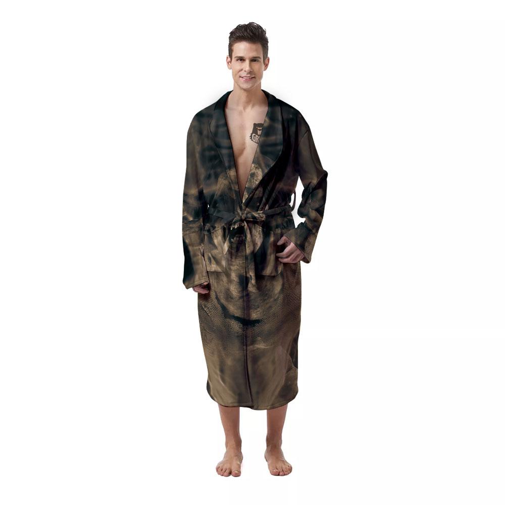 3D Screaming Ghost Horror Print Men's Robe-grizzshop