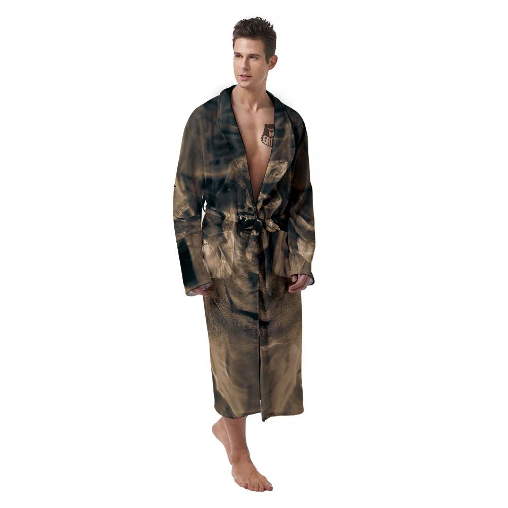 3D Screaming Ghost Horror Print Men's Robe-grizzshop