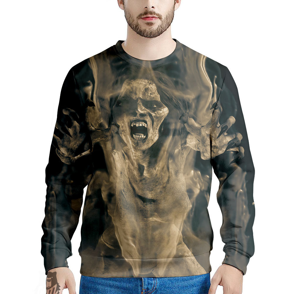 3D Screaming Ghost Horror Print Men's Sweatshirt-grizzshop