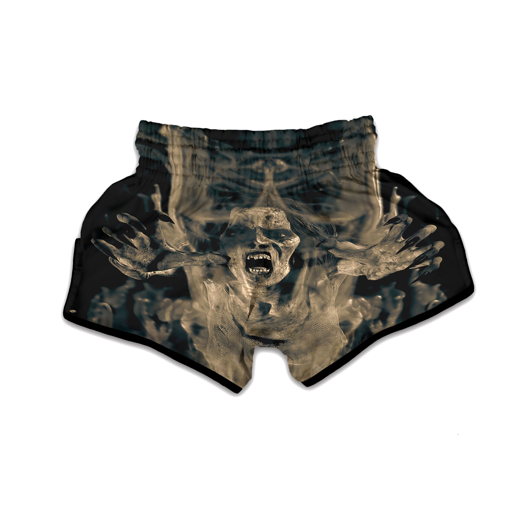 3D Screaming Ghost Horror Print Muay Thai Boxing Shorts-grizzshop