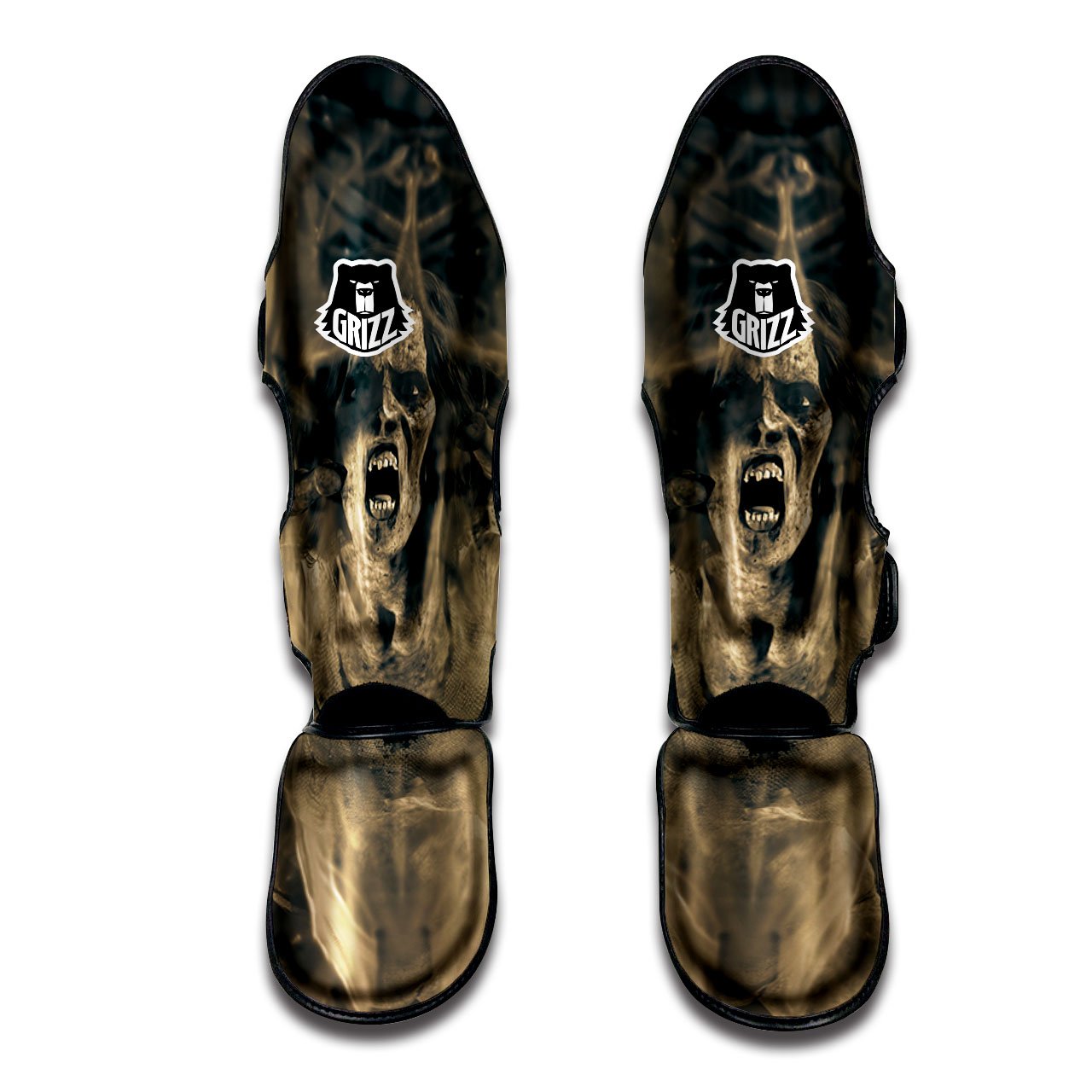 3D Screaming Ghost Horror Print Muay Thai Shin Guards-grizzshop