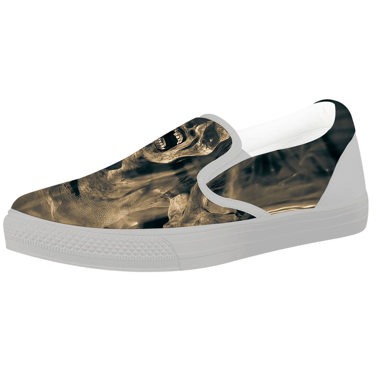 3D Screaming Ghost Horror Print White Slip On Shoes-grizzshop