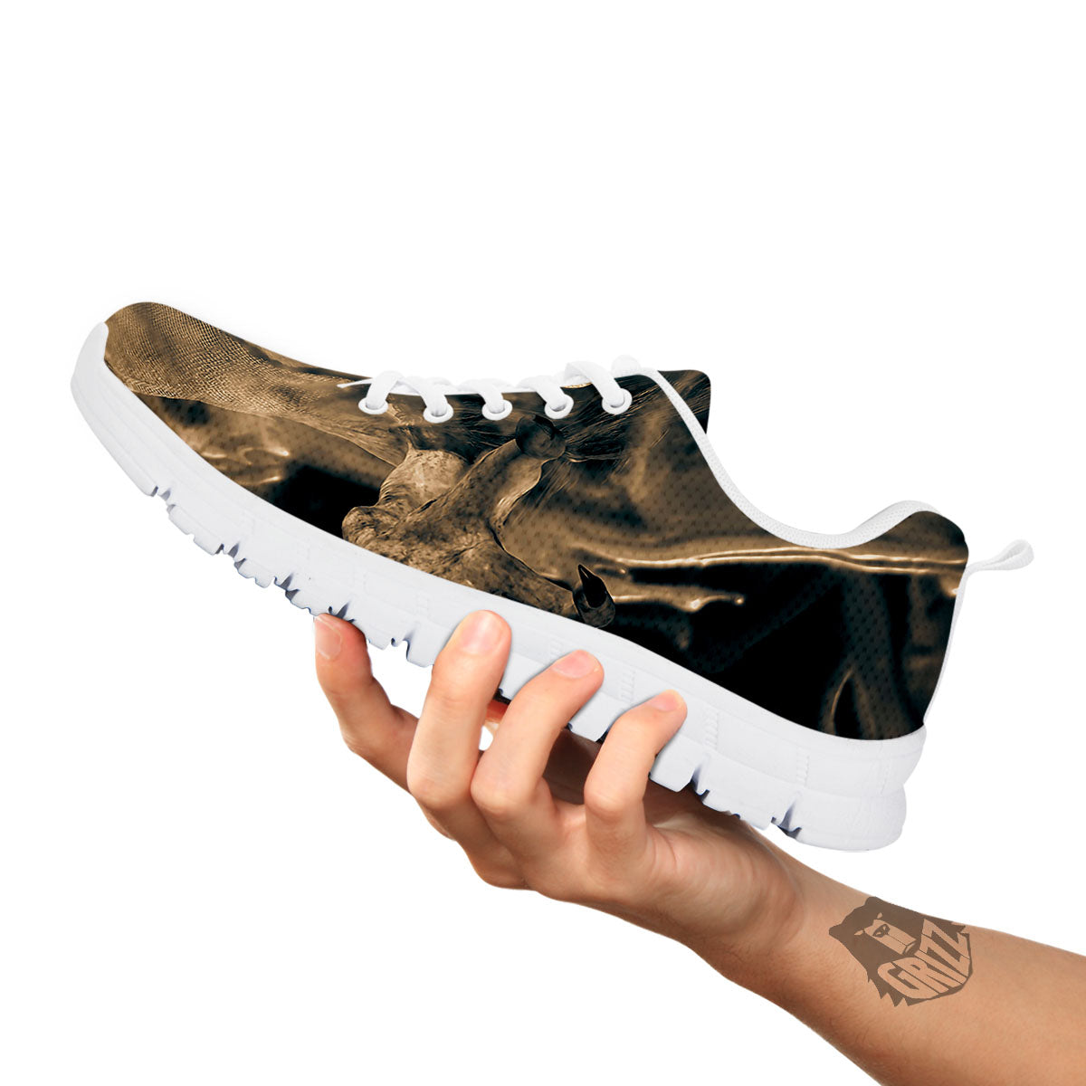 3D Screaming Ghost Horror Print White Sneaker-grizzshop