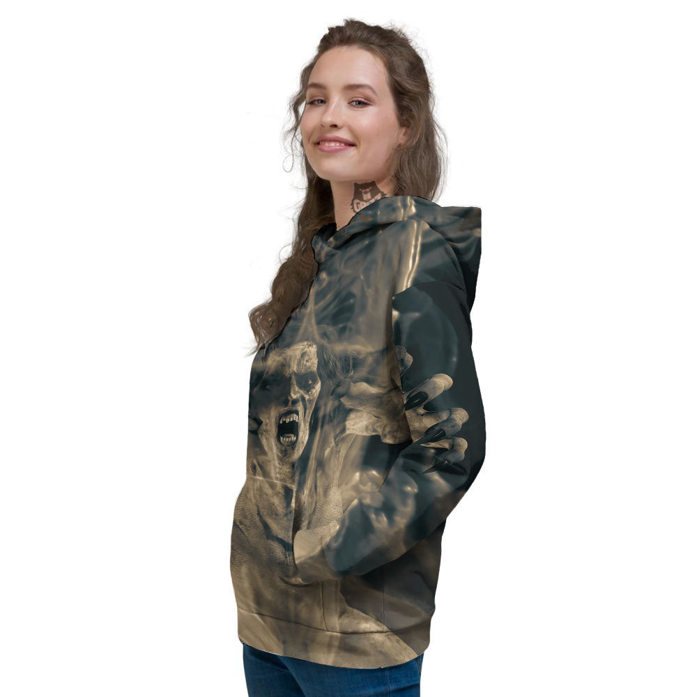 3D Screaming Ghost Horror Print Women's Hoodie-grizzshop