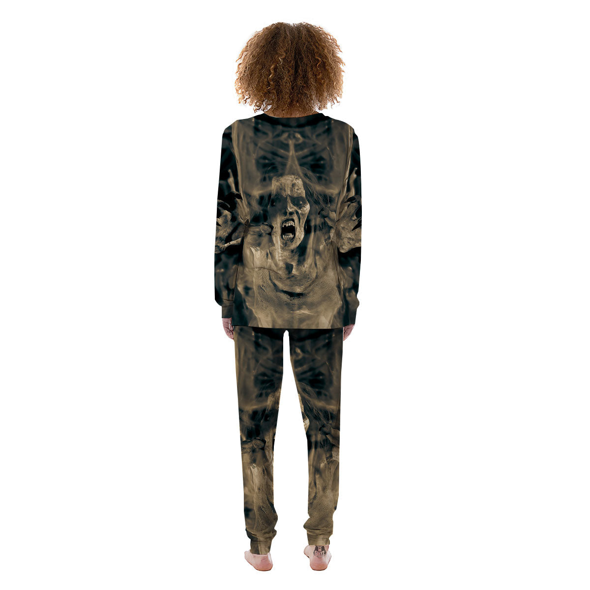 3D Screaming Ghost Horror Print Women's Pajamas-grizzshop