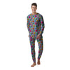 3D Stars And Blue Wave Print Pattern Men's Pajamas-grizzshop