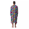 3D Stars And Blue Wave Print Pattern Men's Robe-grizzshop