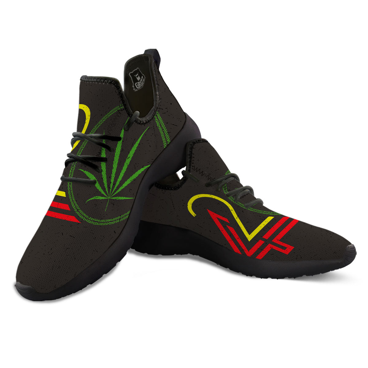 420 Rasta Print Black Athletic Shoes-grizzshop