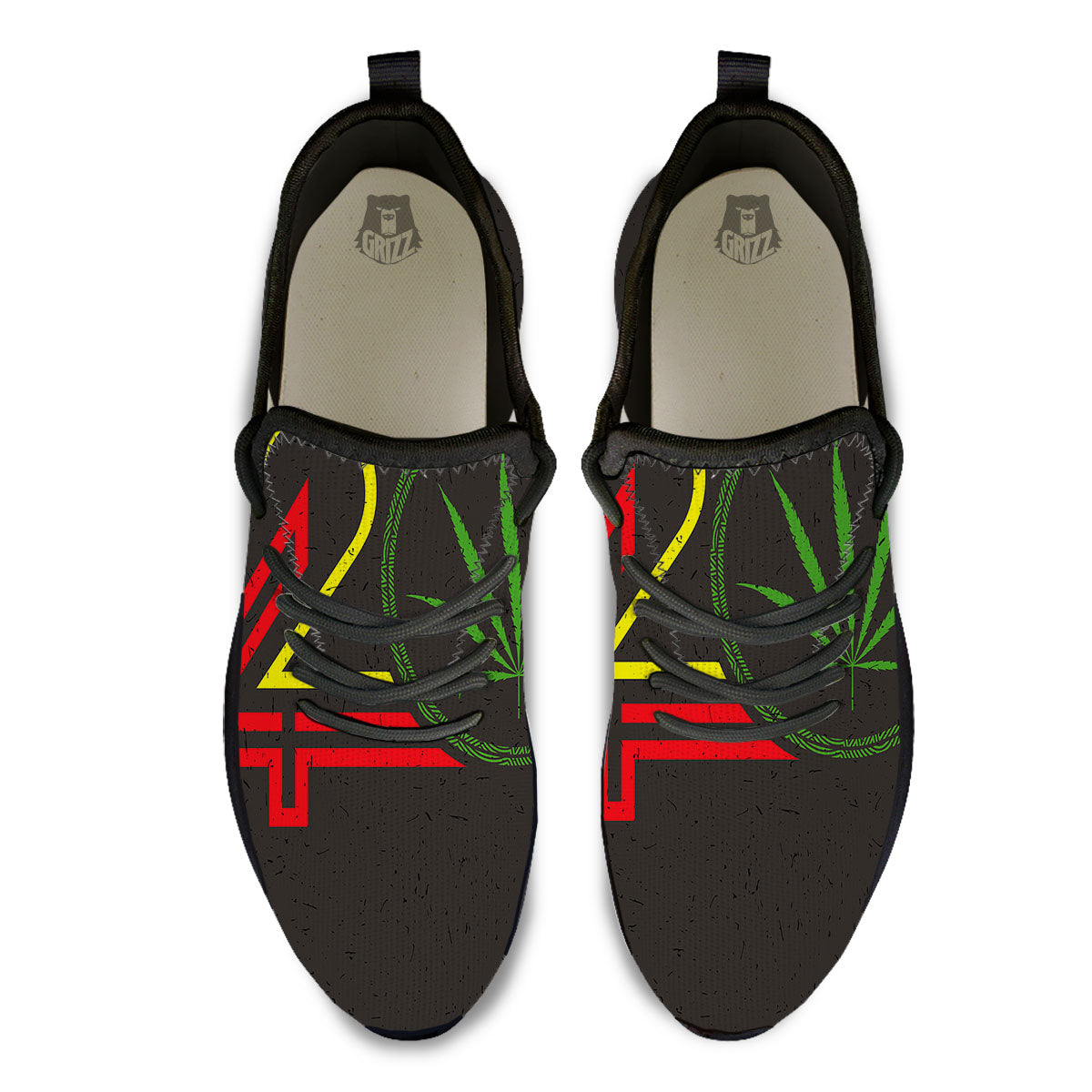 420 Rasta Print Black Athletic Shoes-grizzshop