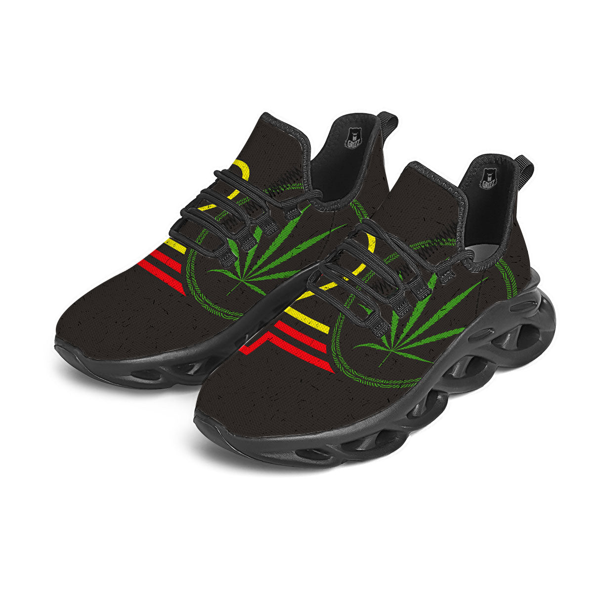 420 Rasta Print Black Running Shoes-grizzshop