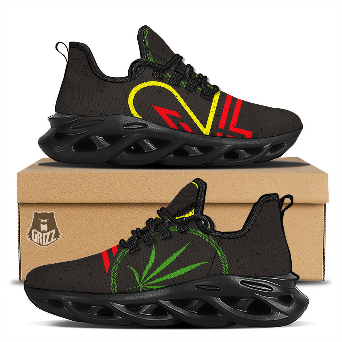 420 Rasta Print Black Running Shoes-grizzshop