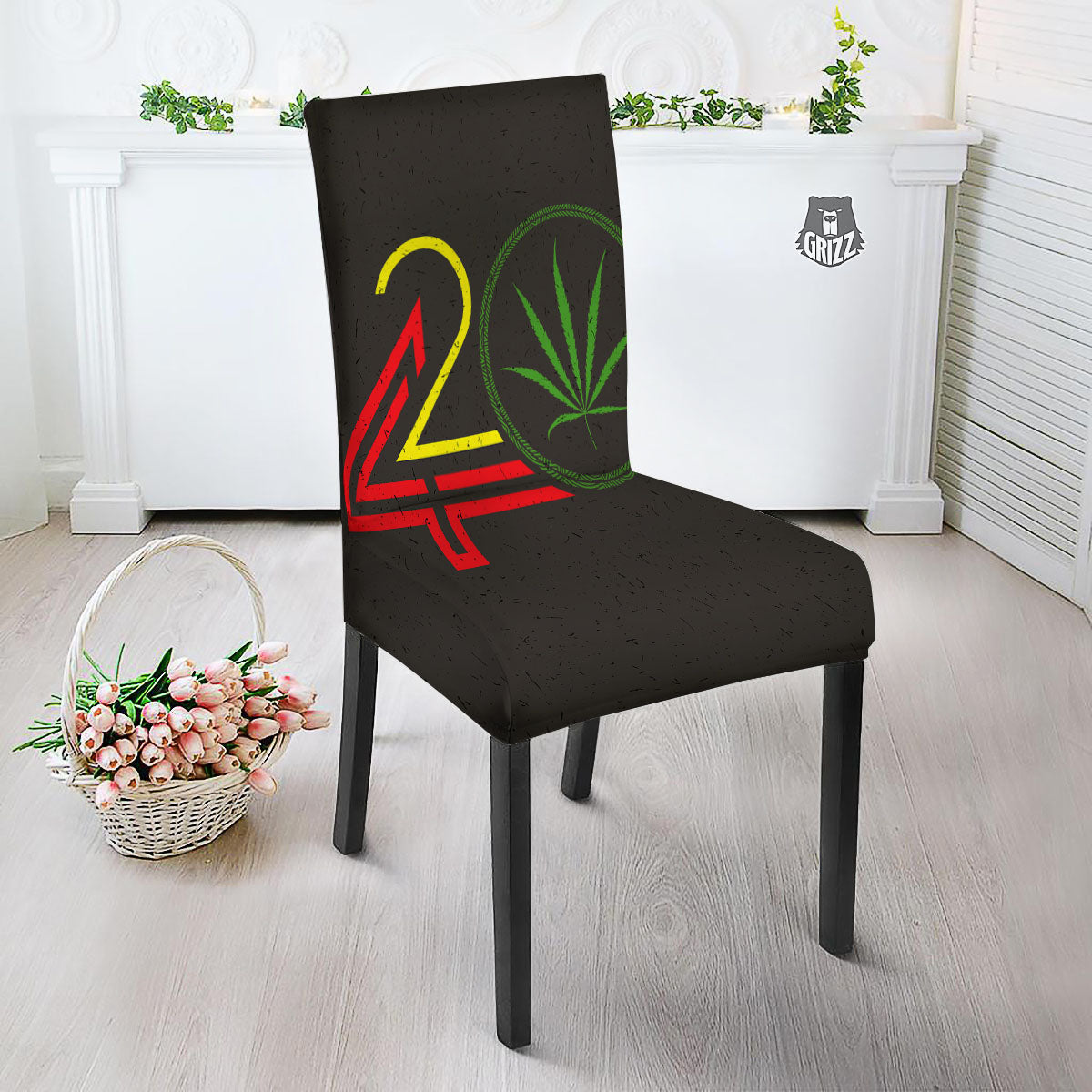 420 Rasta Print Dining Chair Slipcover-grizzshop
