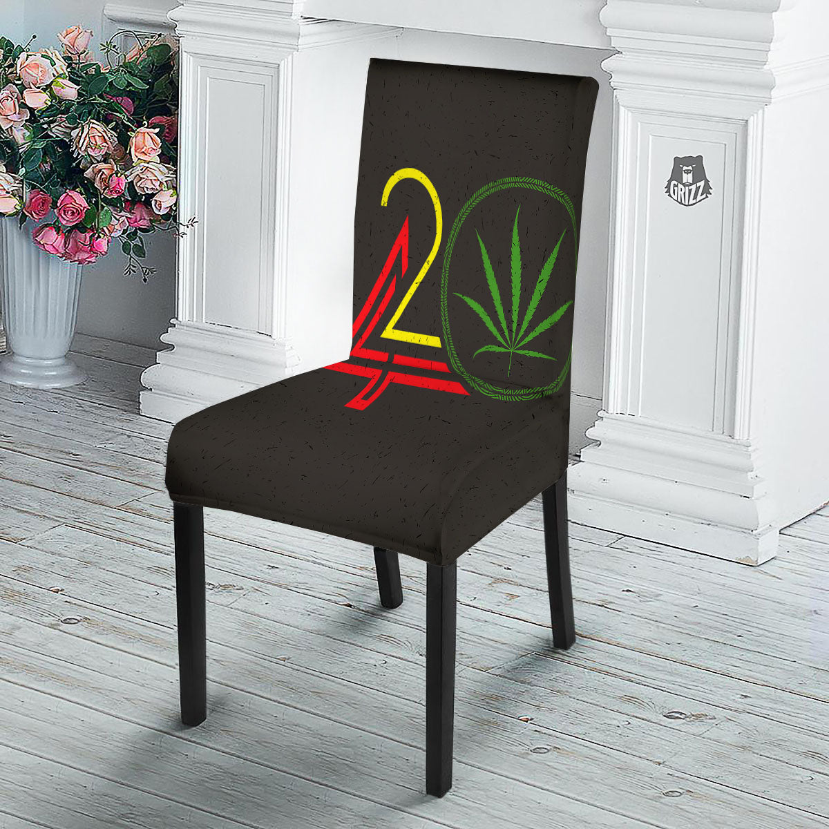 420 Rasta Print Dining Chair Slipcover-grizzshop