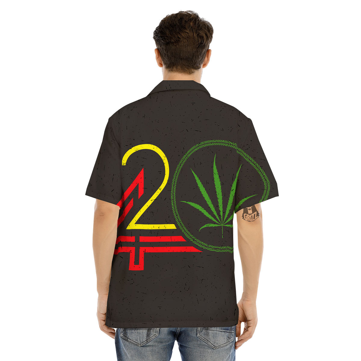 420 Rasta Print Men's Hawaiian Shirt-grizzshop