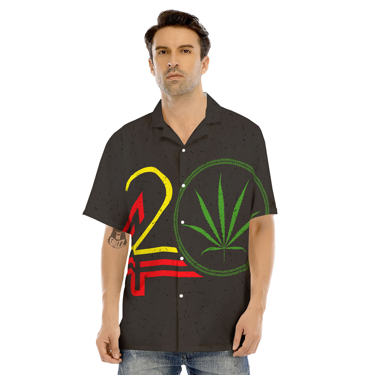 420 Rasta Print Men's Hawaiian Shirt-grizzshop