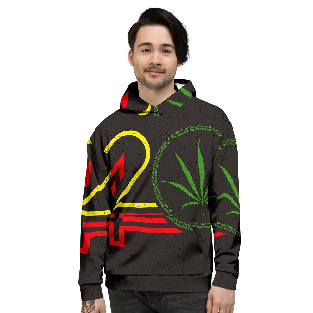 420 Rasta Print Men's Hoodie-grizzshop