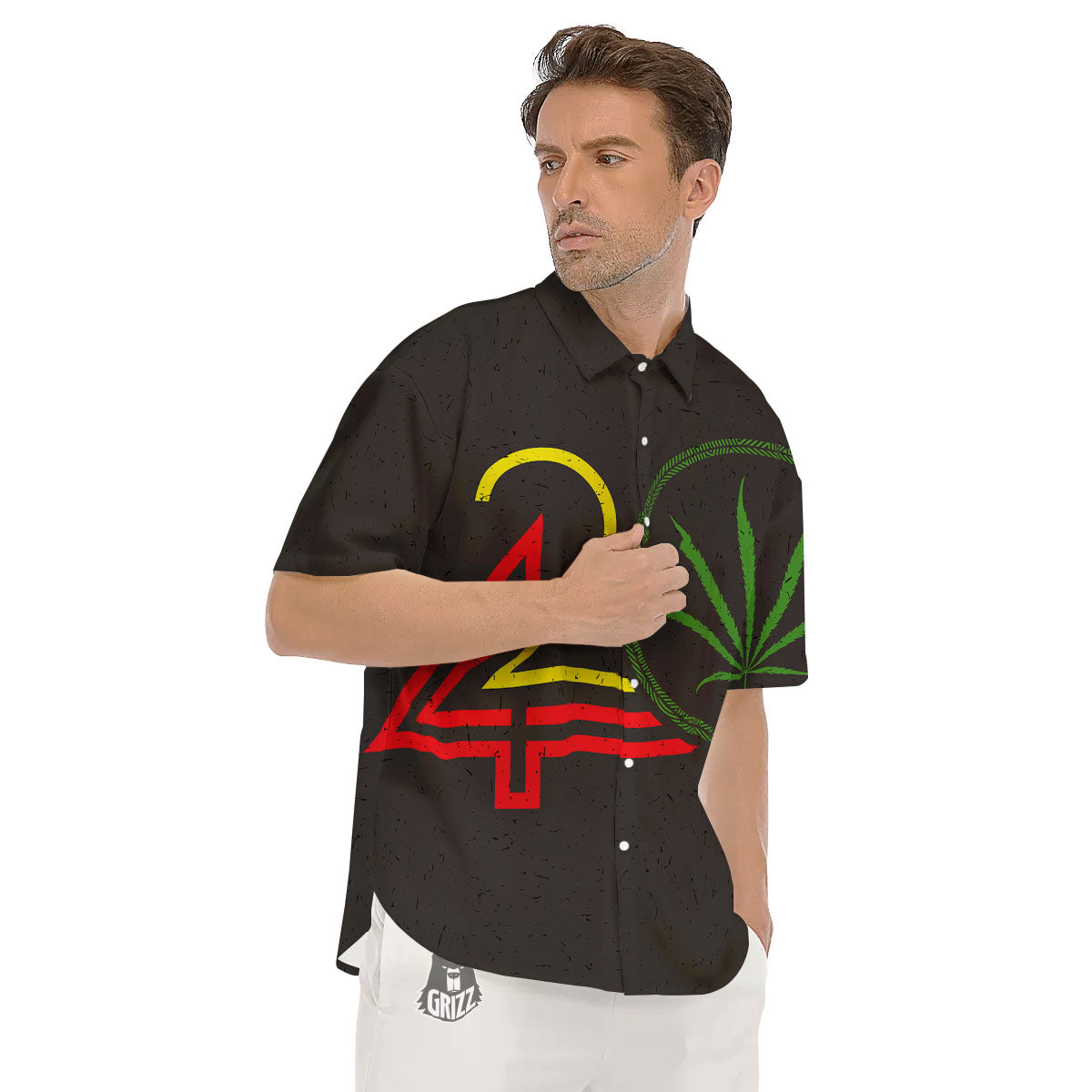 420 Rasta Print Men's Short Sleeve Shirts-grizzshop