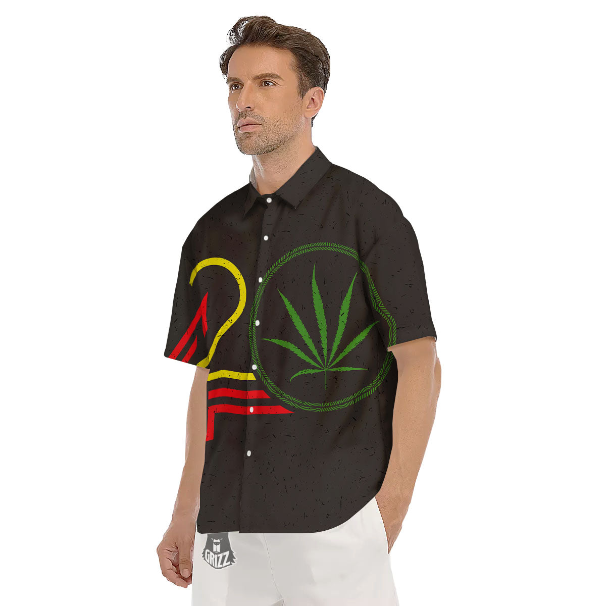 420 Rasta Print Men's Short Sleeve Shirts-grizzshop
