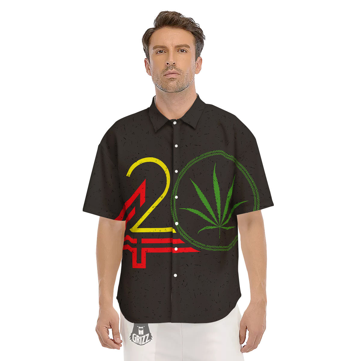 420 Rasta Print Men's Short Sleeve Shirts-grizzshop