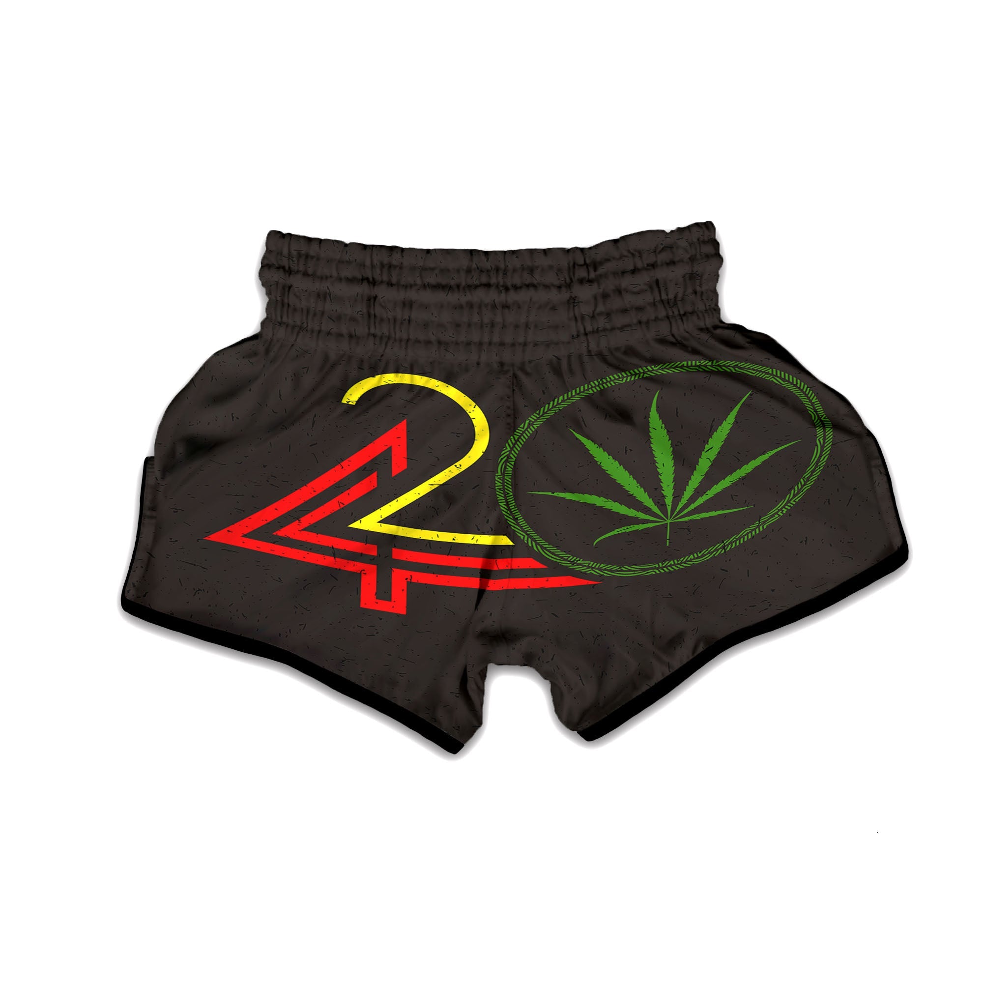 420 Rasta Print Muay Thai Boxing Shorts-grizzshop
