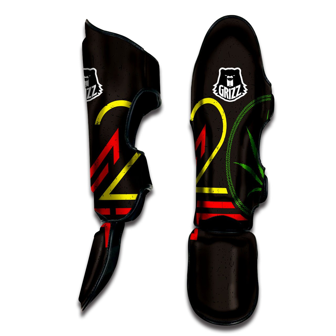 420 Rasta Print Muay Thai Shin Guards-grizzshop