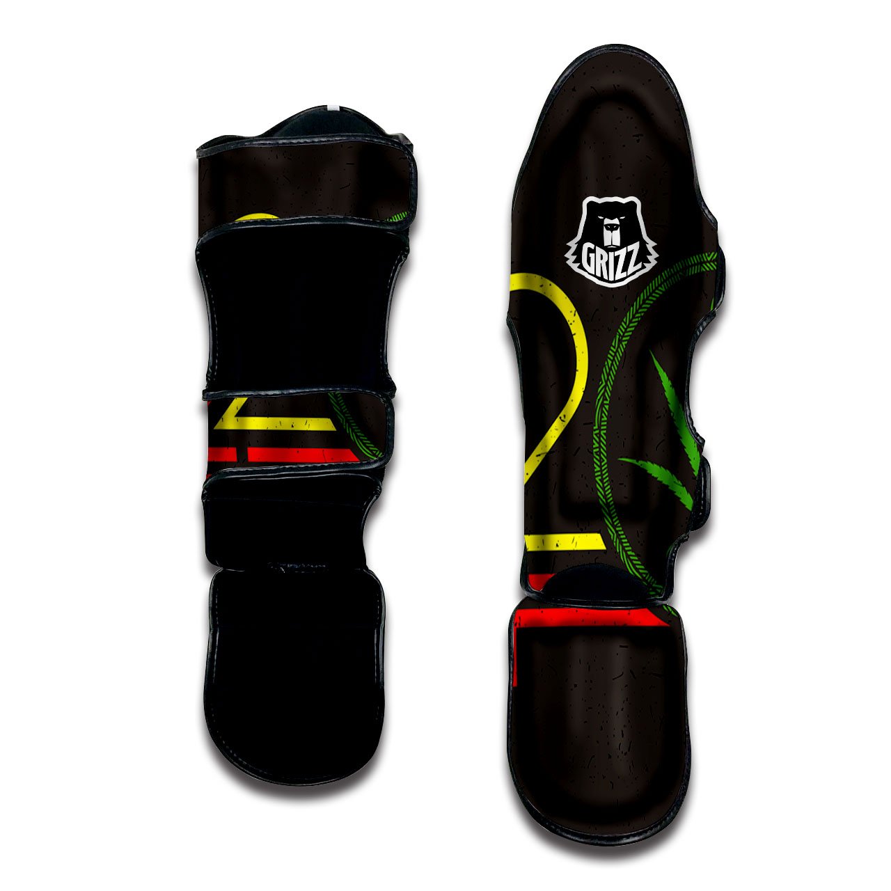 420 Rasta Print Muay Thai Shin Guards-grizzshop