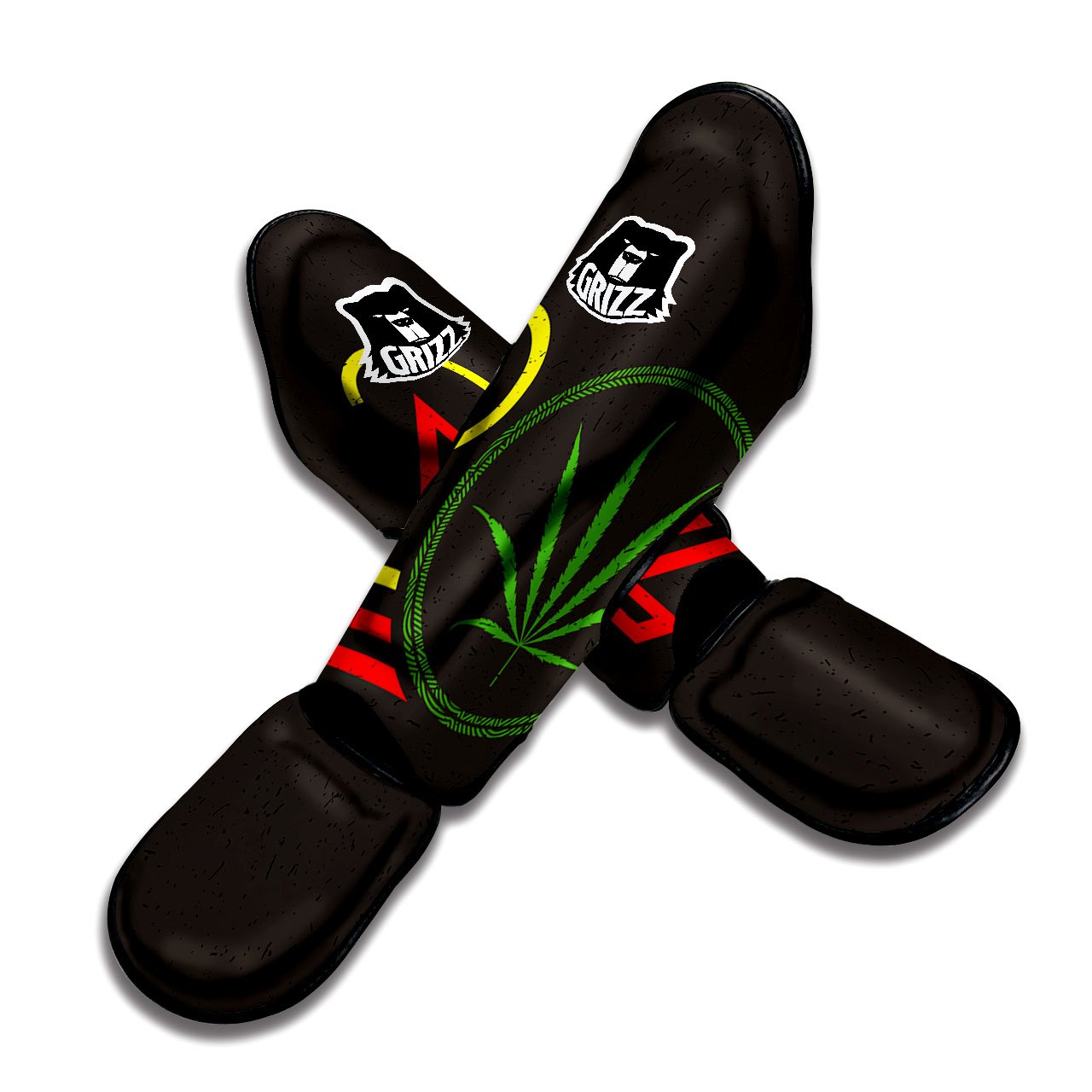 420 Rasta Print Muay Thai Shin Guards-grizzshop