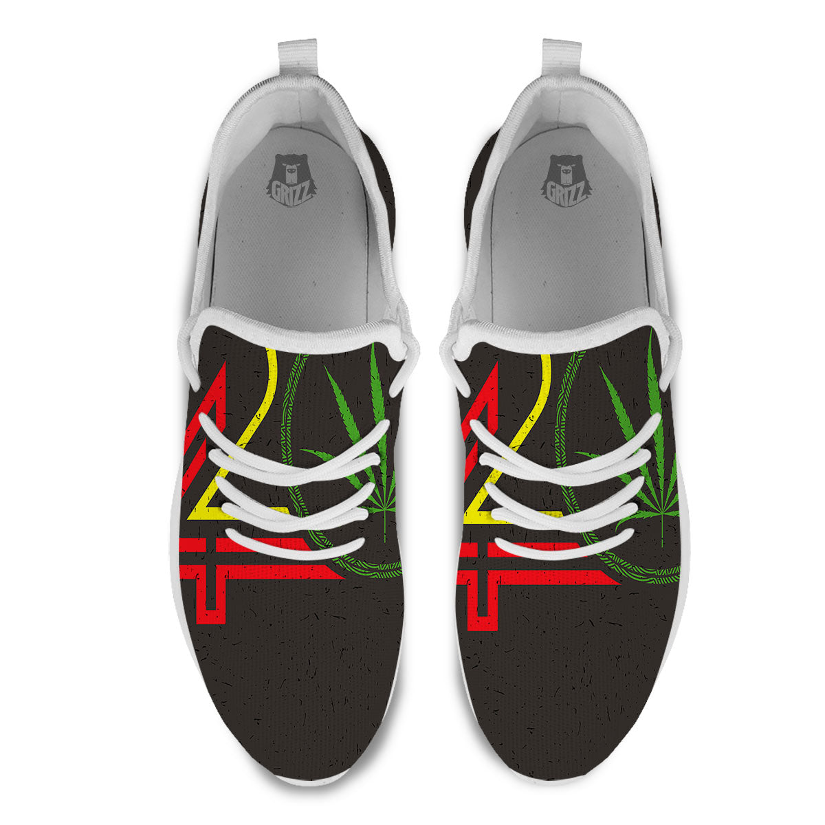 420 Rasta Print White Athletic Shoes-grizzshop