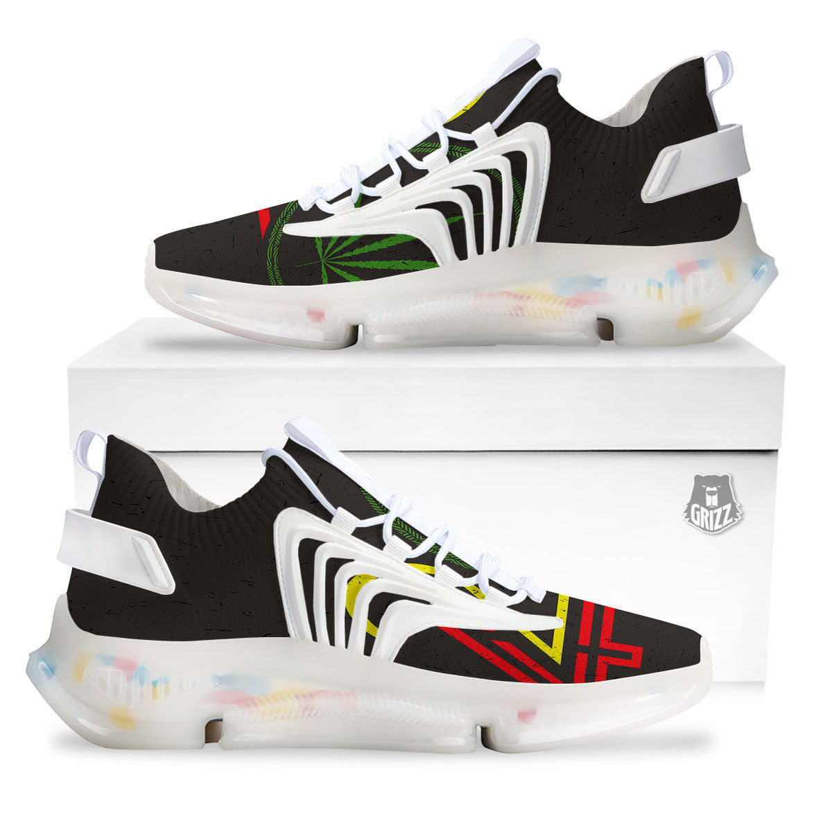 420 Rasta Print White Gym Shoes-grizzshop