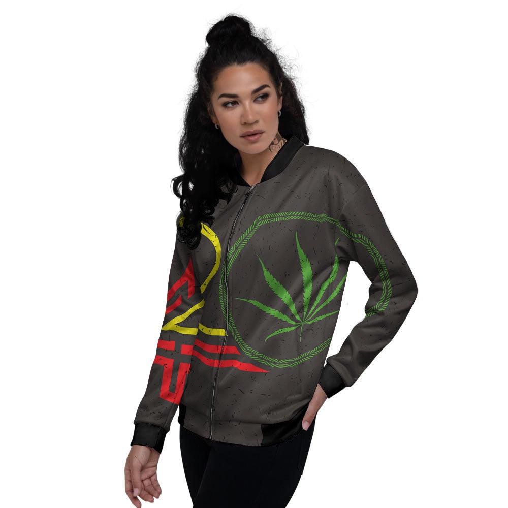 420 Rasta Print Women's Bomber Jacket-grizzshop