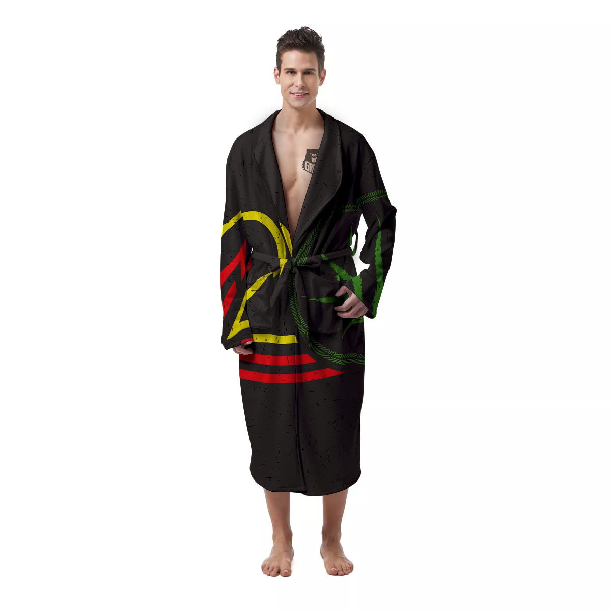 420 Rasta Print Men's Robe-grizzshop