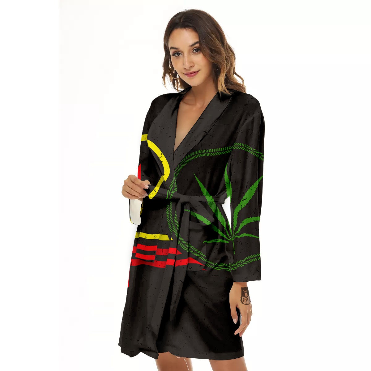 420 Rasta Print Women's Robe-grizzshop