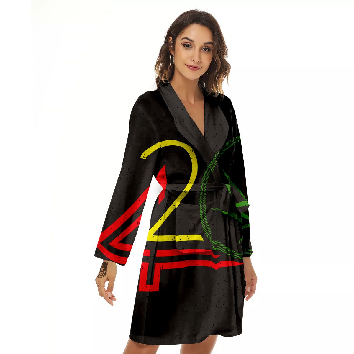 420 Rasta Print Women's Robe-grizzshop