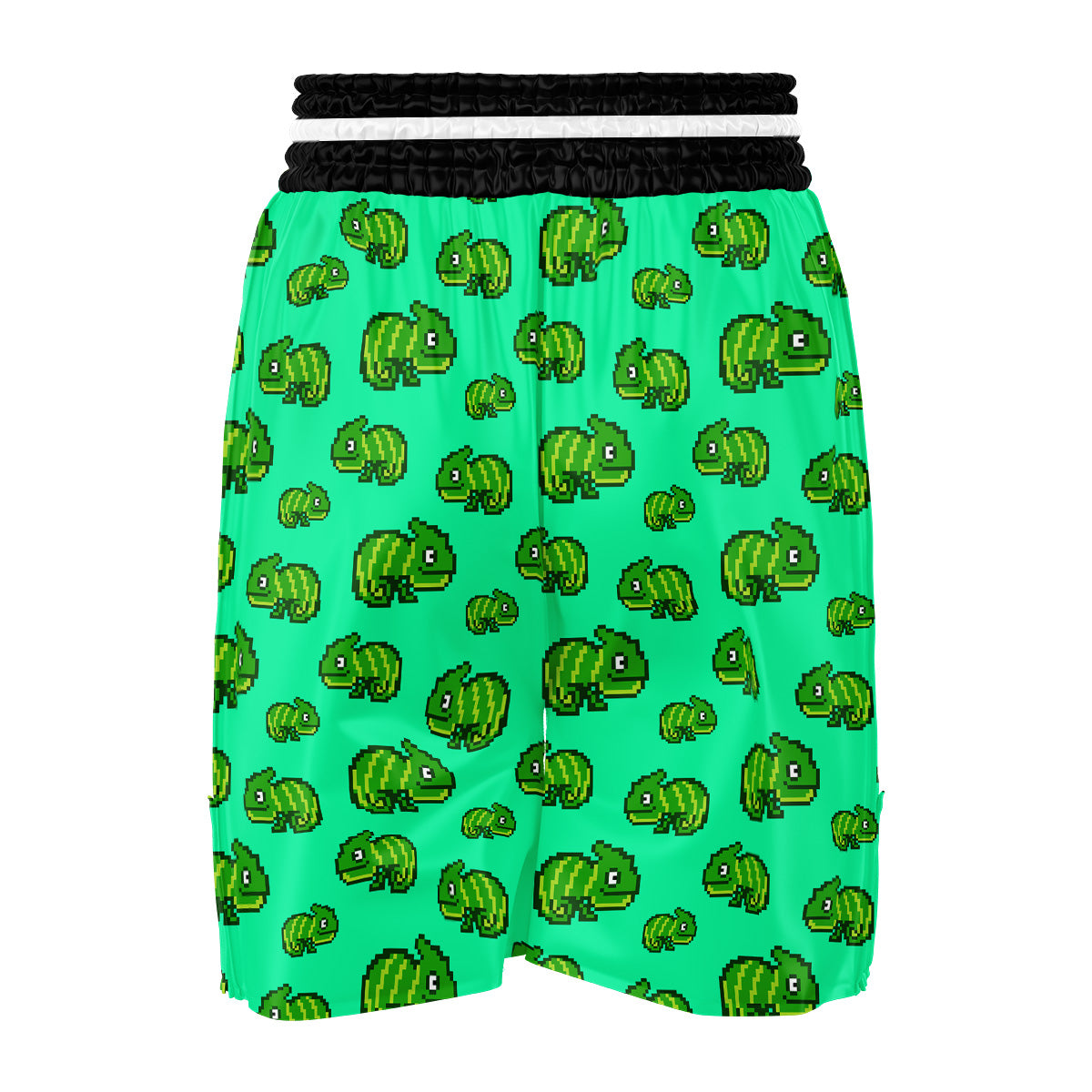 8 Bit Pixel Green Chameleons Print Pattern Boxing Shorts-grizzshop