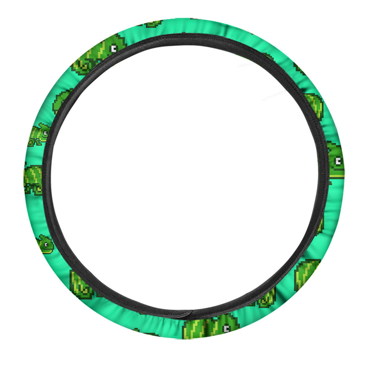 8 Bit Pixel Green Chameleons Print Pattern Car Steering Wheel Cover-grizzshop
