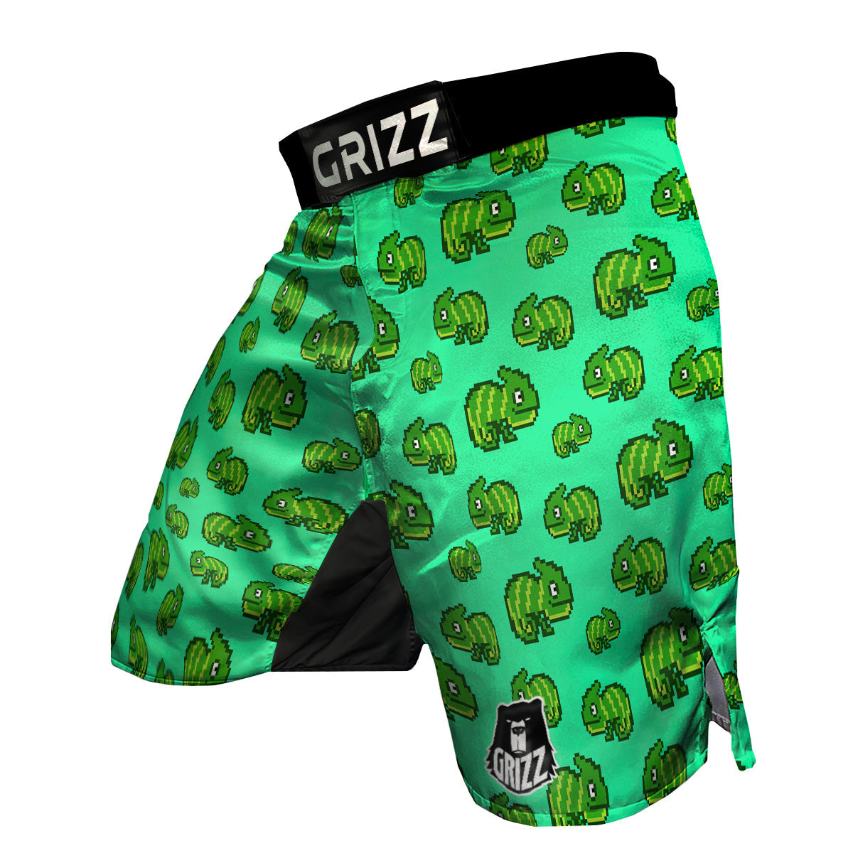 8 Bit Pixel Green Chameleons Print Pattern MMA Shorts-grizzshop