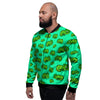 8 Bit Pixel Green Chameleons Print Pattern Men's Bomber Jacket-grizzshop